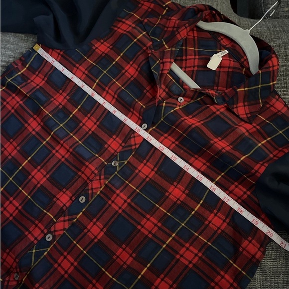 ✨Blue and red plaid Sheer Top ✨3/$13✨ - Picture 9 of 11
